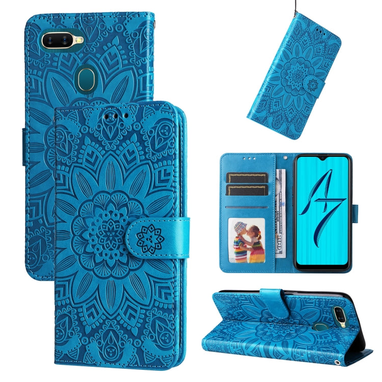 Embossed Sunflower Leather Phone Case, For OPPO A7 / A5s, For OPPO A9 / A5 2020, For OPPO A15 / A16K / A16e, For OPPO A52 / A72 / A92