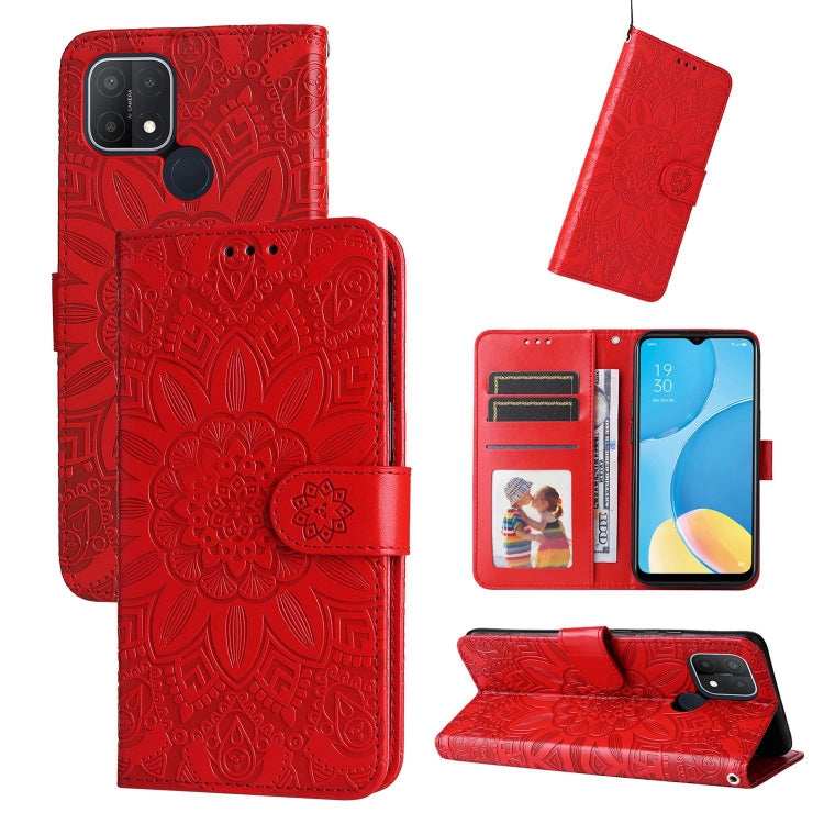 Embossed Sunflower Leather Phone Case, For OPPO A7 / A5s, For OPPO A9 / A5 2020, For OPPO A15 / A16K / A16e, For OPPO A52 / A72 / A92