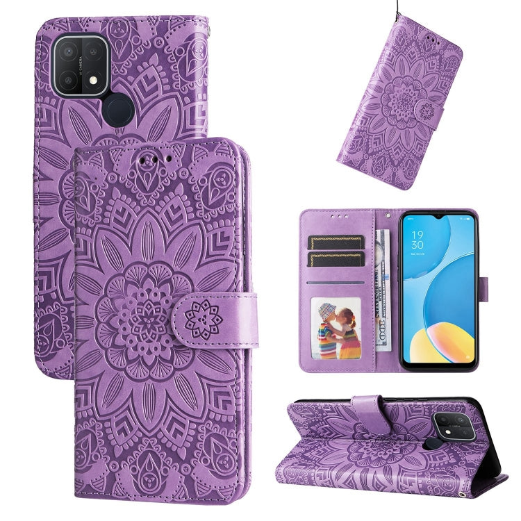 Embossed Sunflower Leather Phone Case, For OPPO A7 / A5s, For OPPO A9 / A5 2020, For OPPO A15 / A16K / A16e, For OPPO A52 / A72 / A92