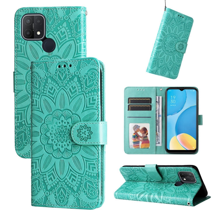 Embossed Sunflower Leather Phone Case, For OPPO A7 / A5s, For OPPO A9 / A5 2020, For OPPO A15 / A16K / A16e, For OPPO A52 / A72 / A92