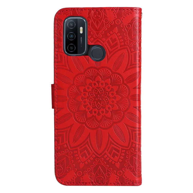 Embossed Sunflower Leather Phone Case, For OPPO A53 / A53s / A33 / A32, For OPPO A54 4G / A16 / A16s / A55 4G, For OPPO A57 5G / Realme V23, For OPPO A74 4G / F19 4G / A95 4G