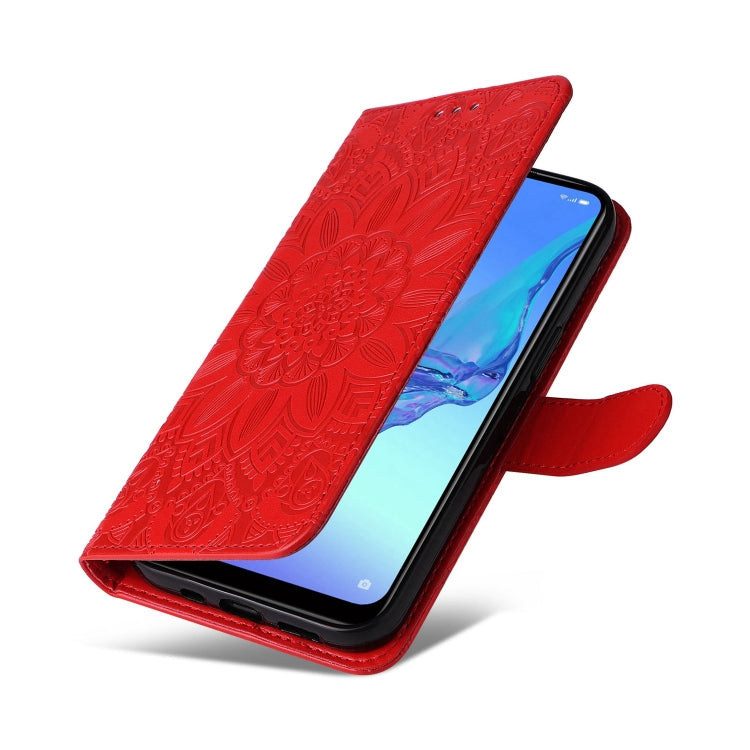 Embossed Sunflower Leather Phone Case, For OPPO A53 / A53s / A33 / A32, For OPPO A54 4G / A16 / A16s / A55 4G, For OPPO A57 5G / Realme V23, For OPPO A74 4G / F19 4G / A95 4G