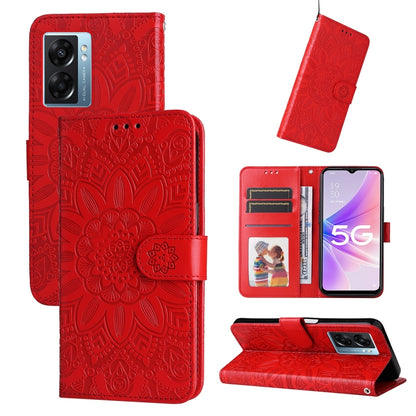 Embossed Sunflower Leather Phone Case, For OPPO A53 / A53s / A33 / A32, For OPPO A54 4G / A16 / A16s / A55 4G, For OPPO A57 5G / Realme V23, For OPPO A74 4G / F19 4G / A95 4G