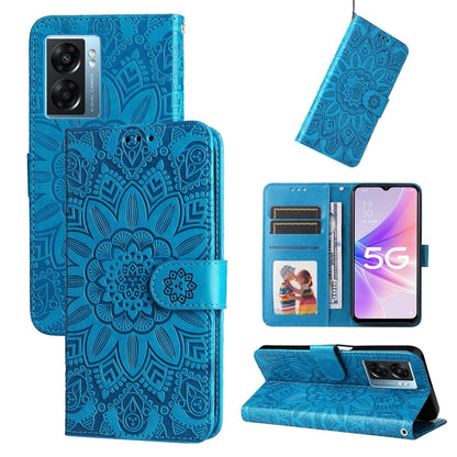 Embossed Sunflower Leather Phone Case, For OPPO A53 / A53s / A33 / A32, For OPPO A54 4G / A16 / A16s / A55 4G, For OPPO A57 5G / Realme V23, For OPPO A74 4G / F19 4G / A95 4G