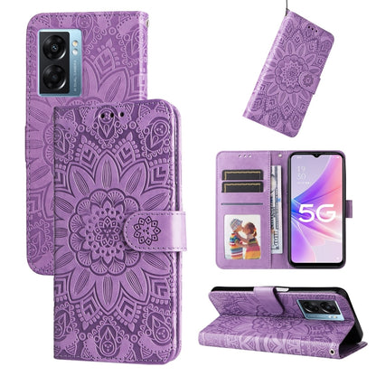 Embossed Sunflower Leather Phone Case, For OPPO A53 / A53s / A33 / A32, For OPPO A54 4G / A16 / A16s / A55 4G, For OPPO A57 5G / Realme V23, For OPPO A74 4G / F19 4G / A95 4G