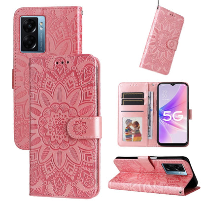 Embossed Sunflower Leather Phone Case, For OPPO A53 / A53s / A33 / A32, For OPPO A54 4G / A16 / A16s / A55 4G, For OPPO A57 5G / Realme V23, For OPPO A74 4G / F19 4G / A95 4G