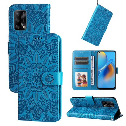 Embossed Sunflower Leather Phone Case, For OPPO A53 / A53s / A33 / A32, For OPPO A54 4G / A16 / A16s / A55 4G, For OPPO A57 5G / Realme V23, For OPPO A74 4G / F19 4G / A95 4G