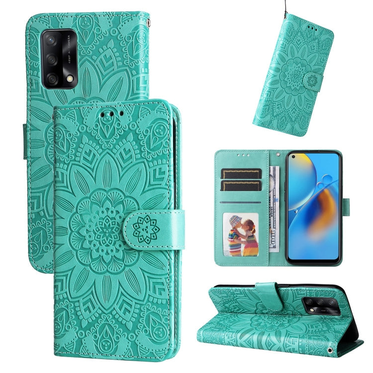 Embossed Sunflower Leather Phone Case, For OPPO A53 / A53s / A33 / A32, For OPPO A54 4G / A16 / A16s / A55 4G, For OPPO A57 5G / Realme V23, For OPPO A74 4G / F19 4G / A95 4G