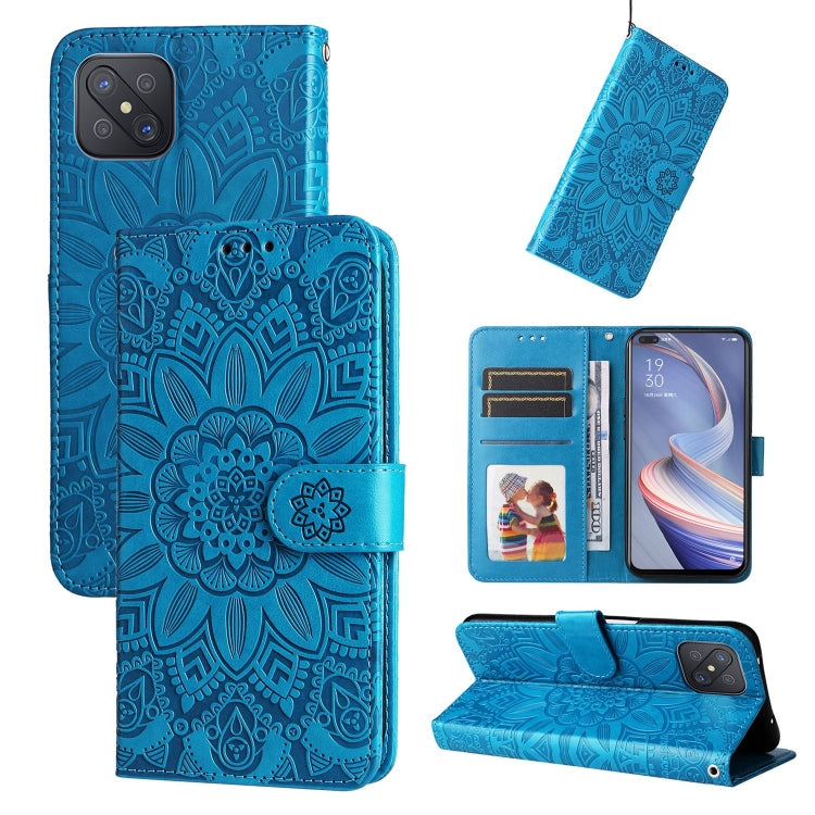 Embossed Sunflower Leather Phone Case, For OPPO A92s / Reno4 Z / A53 5G, For OPPO A74 5G / A54 5G, For OPPO A94 4G / F19 Pro / Reno5 F, For OPPO A94 5G / A95 5G / F19 Pro+