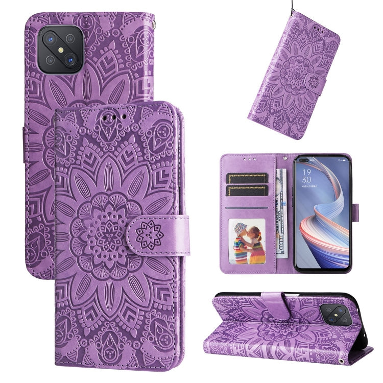 Embossed Sunflower Leather Phone Case, For OPPO A92s / Reno4 Z / A53 5G, For OPPO A74 5G / A54 5G, For OPPO A94 4G / F19 Pro / Reno5 F, For OPPO A94 5G / A95 5G / F19 Pro+