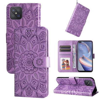 Embossed Sunflower Leather Phone Case, For OPPO A92s / Reno4 Z / A53 5G, For OPPO A74 5G / A54 5G, For OPPO A94 4G / F19 Pro / Reno5 F, For OPPO A94 5G / A95 5G / F19 Pro+
