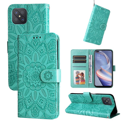 Embossed Sunflower Leather Phone Case, For OPPO A92s / Reno4 Z / A53 5G, For OPPO A74 5G / A54 5G, For OPPO A94 4G / F19 Pro / Reno5 F, For OPPO A94 5G / A95 5G / F19 Pro+