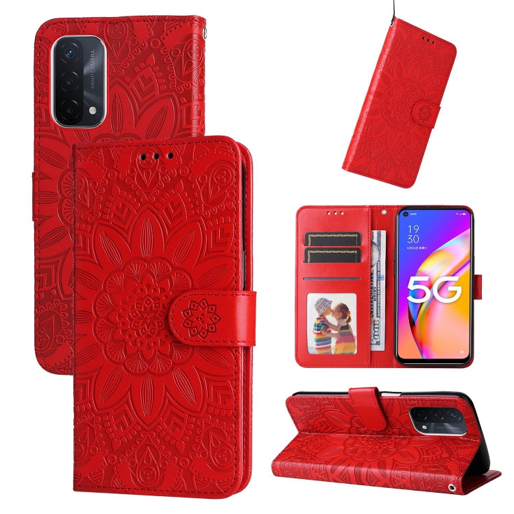 Embossed Sunflower Leather Phone Case, For OPPO A92s / Reno4 Z / A53 5G, For OPPO A74 5G / A54 5G, For OPPO A94 4G / F19 Pro / Reno5 F, For OPPO A94 5G / A95 5G / F19 Pro+