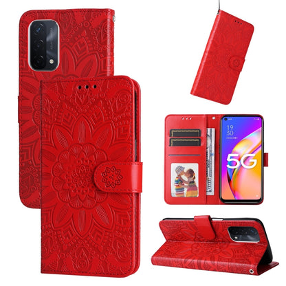 Embossed Sunflower Leather Phone Case, For OPPO A92s / Reno4 Z / A53 5G, For OPPO A74 5G / A54 5G, For OPPO A94 4G / F19 Pro / Reno5 F, For OPPO A94 5G / A95 5G / F19 Pro+