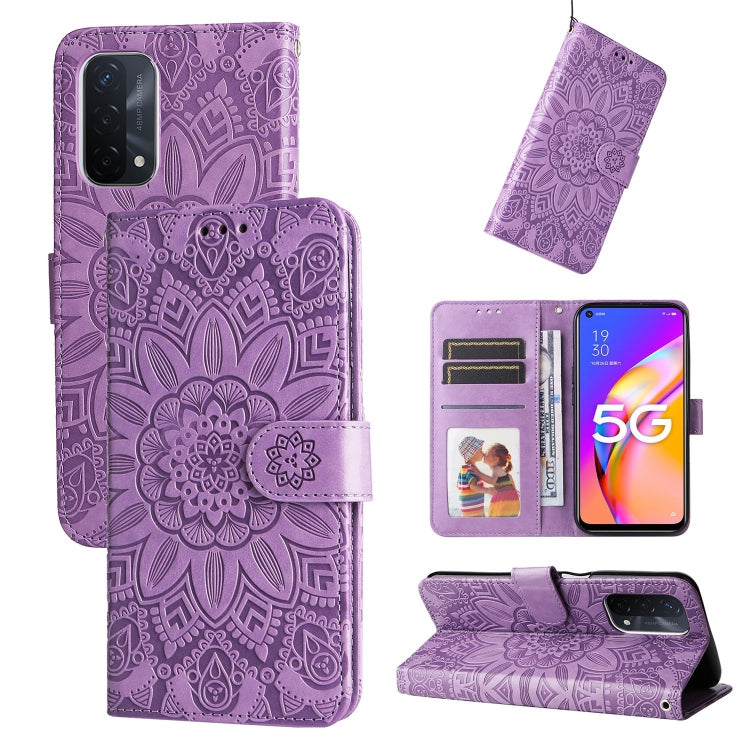 Embossed Sunflower Leather Phone Case, For OPPO A92s / Reno4 Z / A53 5G, For OPPO A74 5G / A54 5G, For OPPO A94 4G / F19 Pro / Reno5 F, For OPPO A94 5G / A95 5G / F19 Pro+