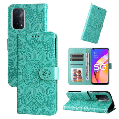 Embossed Sunflower Leather Phone Case, For OPPO A92s / Reno4 Z / A53 5G, For OPPO A74 5G / A54 5G, For OPPO A94 4G / F19 Pro / Reno5 F, For OPPO A94 5G / A95 5G / F19 Pro+