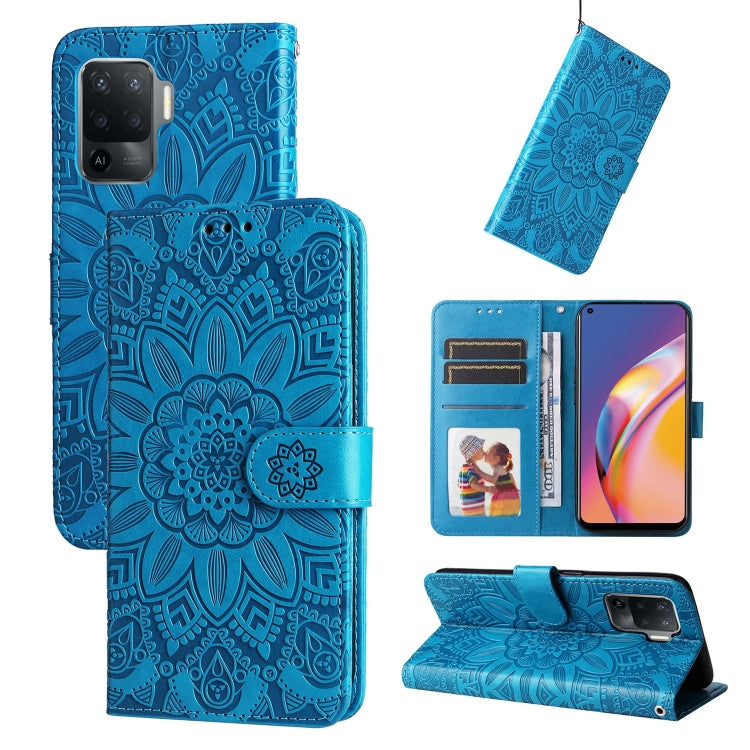 Embossed Sunflower Leather Phone Case, For OPPO A92s / Reno4 Z / A53 5G, For OPPO A74 5G / A54 5G, For OPPO A94 4G / F19 Pro / Reno5 F, For OPPO A94 5G / A95 5G / F19 Pro+