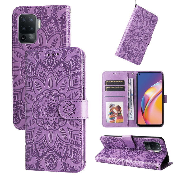 Embossed Sunflower Leather Phone Case, For OPPO A92s / Reno4 Z / A53 5G, For OPPO A74 5G / A54 5G, For OPPO A94 4G / F19 Pro / Reno5 F, For OPPO A94 5G / A95 5G / F19 Pro+