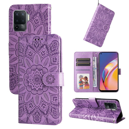 Embossed Sunflower Leather Phone Case, For OPPO A92s / Reno4 Z / A53 5G, For OPPO A74 5G / A54 5G, For OPPO A94 4G / F19 Pro / Reno5 F, For OPPO A94 5G / A95 5G / F19 Pro+