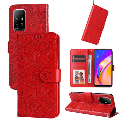 Embossed Sunflower Leather Phone Case, For OPPO A92s / Reno4 Z / A53 5G, For OPPO A74 5G / A54 5G, For OPPO A94 4G / F19 Pro / Reno5 F, For OPPO A94 5G / A95 5G / F19 Pro+