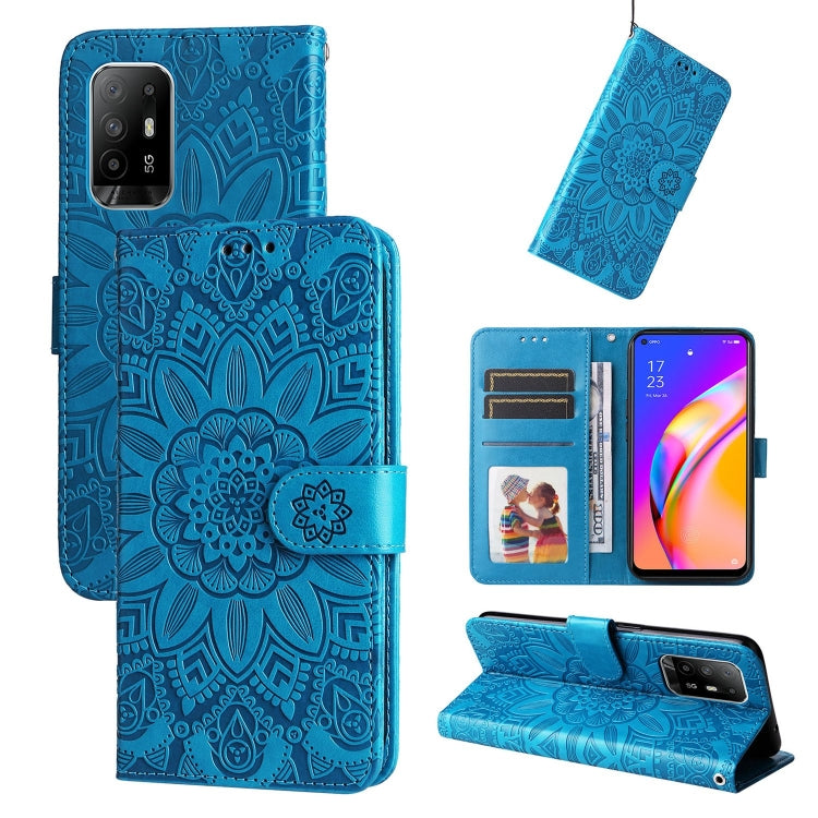 Embossed Sunflower Leather Phone Case, For OPPO A92s / Reno4 Z / A53 5G, For OPPO A74 5G / A54 5G, For OPPO A94 4G / F19 Pro / Reno5 F, For OPPO A94 5G / A95 5G / F19 Pro+