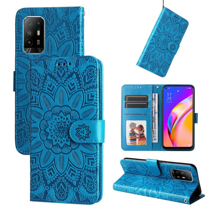 Embossed Sunflower Leather Phone Case, For OPPO A92s / Reno4 Z / A53 5G, For OPPO A74 5G / A54 5G, For OPPO A94 4G / F19 Pro / Reno5 F, For OPPO A94 5G / A95 5G / F19 Pro+