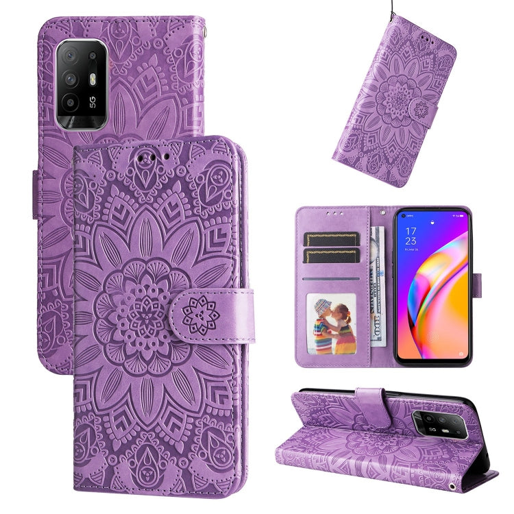 Embossed Sunflower Leather Phone Case, For OPPO A92s / Reno4 Z / A53 5G, For OPPO A74 5G / A54 5G, For OPPO A94 4G / F19 Pro / Reno5 F, For OPPO A94 5G / A95 5G / F19 Pro+