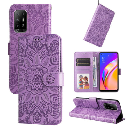 Embossed Sunflower Leather Phone Case, For OPPO A92s / Reno4 Z / A53 5G, For OPPO A74 5G / A54 5G, For OPPO A94 4G / F19 Pro / Reno5 F, For OPPO A94 5G / A95 5G / F19 Pro+