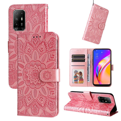 Embossed Sunflower Leather Phone Case, For OPPO A92s / Reno4 Z / A53 5G, For OPPO A74 5G / A54 5G, For OPPO A94 4G / F19 Pro / Reno5 F, For OPPO A94 5G / A95 5G / F19 Pro+