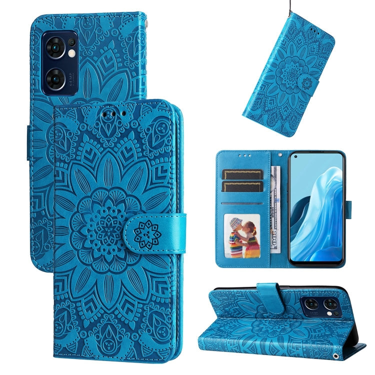 Embossed Sunflower Leather Phone Case, For OPPO Find X5 Lite / Reno7 5G Global, For OPPO Find X5, For OPPO Find X5 Pro, For OPPO Realme 8 4G / 8 Pro