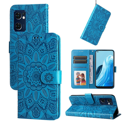 Embossed Sunflower Leather Phone Case, For OPPO Find X5 Lite / Reno7 5G Global, For OPPO Find X5, For OPPO Find X5 Pro, For OPPO Realme 8 4G / 8 Pro