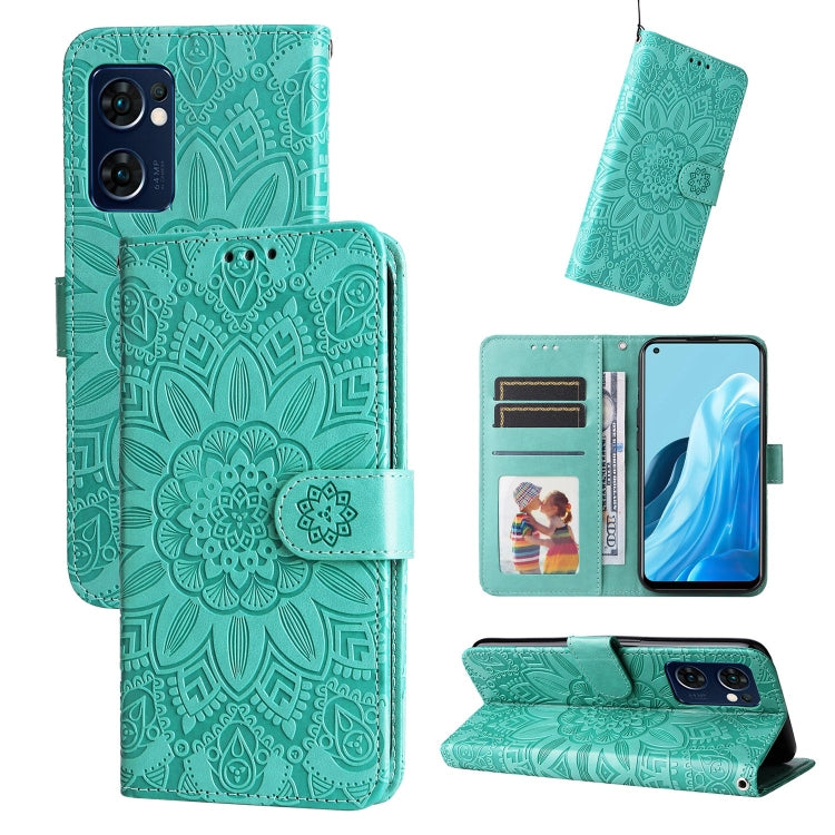 Embossed Sunflower Leather Phone Case, For OPPO Find X5 Lite / Reno7 5G Global, For OPPO Find X5, For OPPO Find X5 Pro, For OPPO Realme 8 4G / 8 Pro
