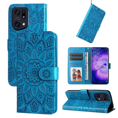 Embossed Sunflower Leather Phone Case, For OPPO Find X5 Lite / Reno7 5G Global, For OPPO Find X5, For OPPO Find X5 Pro, For OPPO Realme 8 4G / 8 Pro