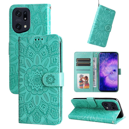 Embossed Sunflower Leather Phone Case, For OPPO Find X5 Lite / Reno7 5G Global, For OPPO Find X5, For OPPO Find X5 Pro, For OPPO Realme 8 4G / 8 Pro