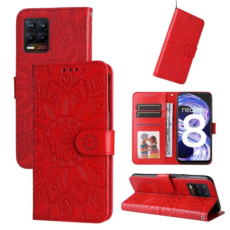Embossed Sunflower Leather Phone Case, For OPPO Find X5 Lite / Reno7 5G Global, For OPPO Find X5, For OPPO Find X5 Pro, For OPPO Realme 8 4G / 8 Pro