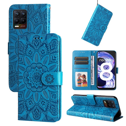 Embossed Sunflower Leather Phone Case, For OPPO Find X5 Lite / Reno7 5G Global, For OPPO Find X5, For OPPO Find X5 Pro, For OPPO Realme 8 4G / 8 Pro
