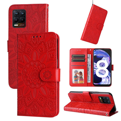 Embossed Sunflower Leather Phone Case, For OPPO Find X5 Lite / Reno7 5G Global, For OPPO Find X5, For OPPO Find X5 Pro, For OPPO Realme 8 4G / 8 Pro
