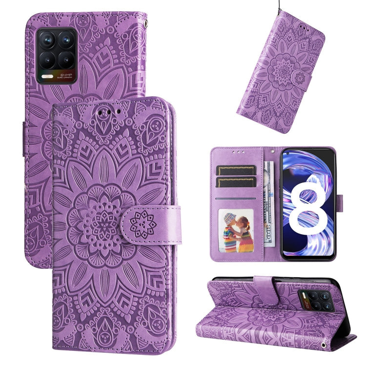 Embossed Sunflower Leather Phone Case, For OPPO Find X5 Lite / Reno7 5G Global, For OPPO Find X5, For OPPO Find X5 Pro, For OPPO Realme 8 4G / 8 Pro