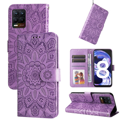 Embossed Sunflower Leather Phone Case, For OPPO Find X5 Lite / Reno7 5G Global, For OPPO Find X5, For OPPO Find X5 Pro, For OPPO Realme 8 4G / 8 Pro