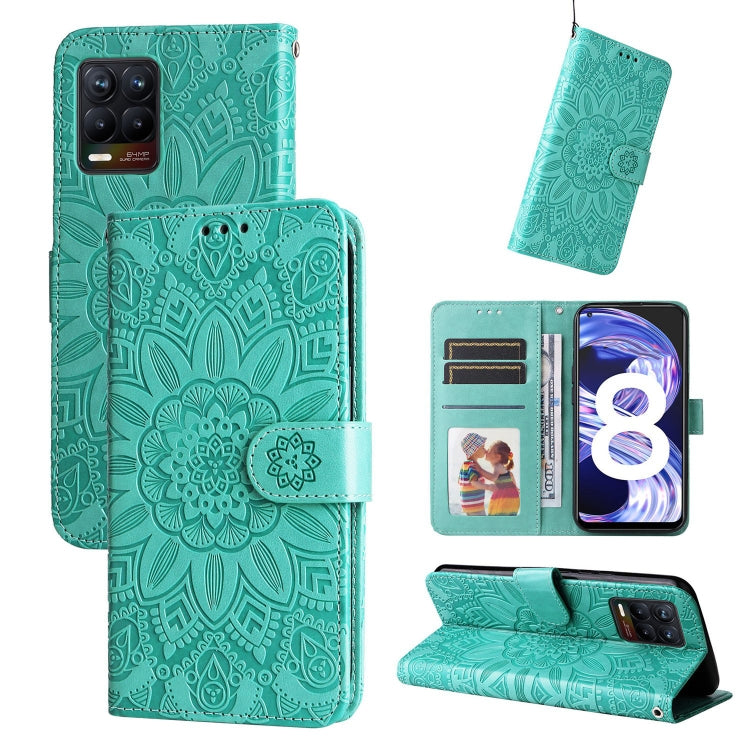 Embossed Sunflower Leather Phone Case, For OPPO Find X5 Lite / Reno7 5G Global, For OPPO Find X5, For OPPO Find X5 Pro, For OPPO Realme 8 4G / 8 Pro