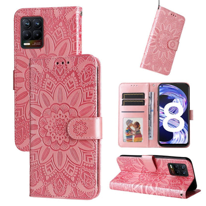 Embossed Sunflower Leather Phone Case, For OPPO Find X5 Lite / Reno7 5G Global, For OPPO Find X5, For OPPO Find X5 Pro, For OPPO Realme 8 4G / 8 Pro