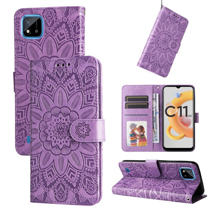 Embossed Sunflower Leather Phone Case, For OPPO Realme 8i / Narzo 50 4G, For OPPO Realme 9 Pro / 9 5G, For OPPO Realme C11 2021 / C20, For OPPO Realme C15 / C12 / C25