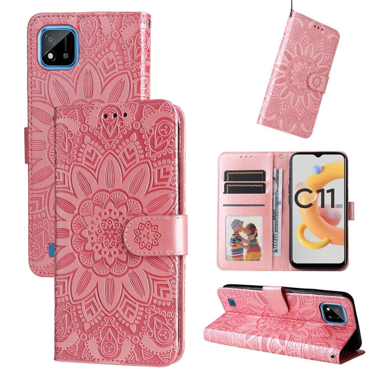 Embossed Sunflower Leather Phone Case, For OPPO Realme 8i / Narzo 50 4G, For OPPO Realme 9 Pro / 9 5G, For OPPO Realme C11 2021 / C20, For OPPO Realme C15 / C12 / C25