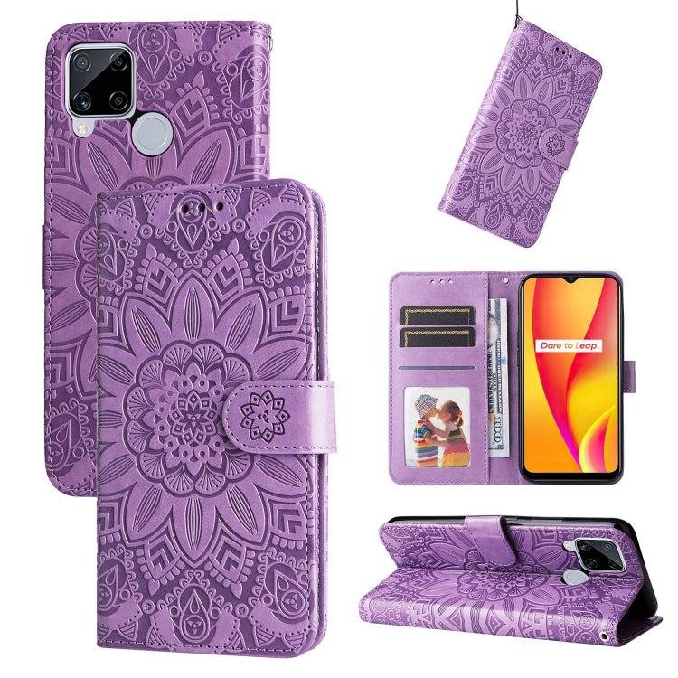 Embossed Sunflower Leather Phone Case, For OPPO Realme 8i / Narzo 50 4G, For OPPO Realme 9 Pro / 9 5G, For OPPO Realme C11 2021 / C20, For OPPO Realme C15 / C12 / C25