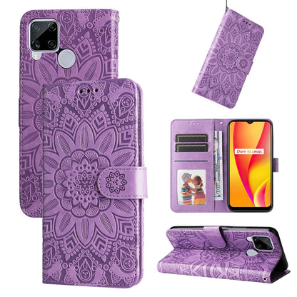 Embossed Sunflower Leather Phone Case, For OPPO Realme 8i / Narzo 50 4G, For OPPO Realme 9 Pro / 9 5G, For OPPO Realme C11 2021 / C20, For OPPO Realme C15 / C12 / C25
