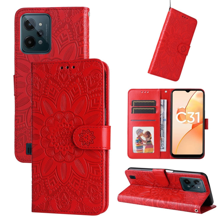 Embossed Sunflower Leather Phone Case, For OPPO Realme C21 / C21Y, For OPPO Realme C31, For OPPO Realme C35 4G / Narzo 50A Prime, For OPPO Realme GT Neo2