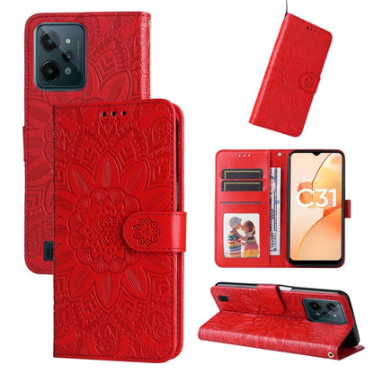 Embossed Sunflower Leather Phone Case, For OPPO Realme C21 / C21Y, For OPPO Realme C31, For OPPO Realme C35 4G / Narzo 50A Prime, For OPPO Realme GT Neo2