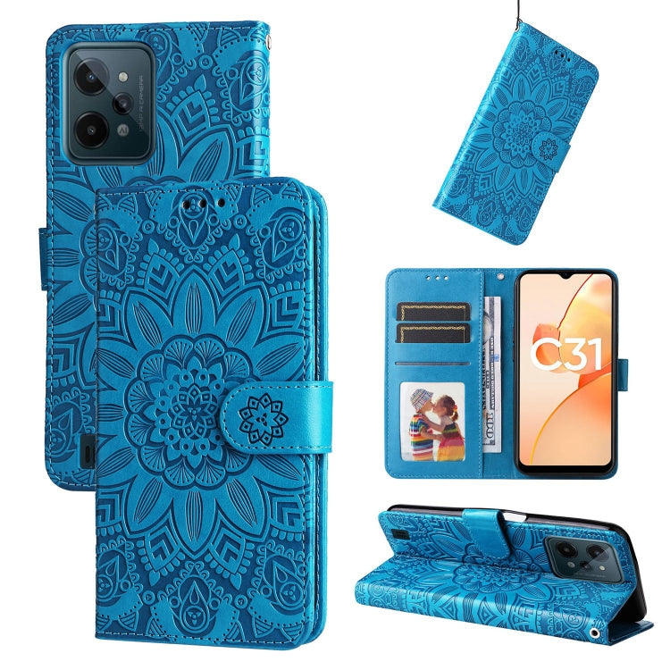 Embossed Sunflower Leather Phone Case, For OPPO Realme C21 / C21Y, For OPPO Realme C31, For OPPO Realme C35 4G / Narzo 50A Prime, For OPPO Realme GT Neo2
