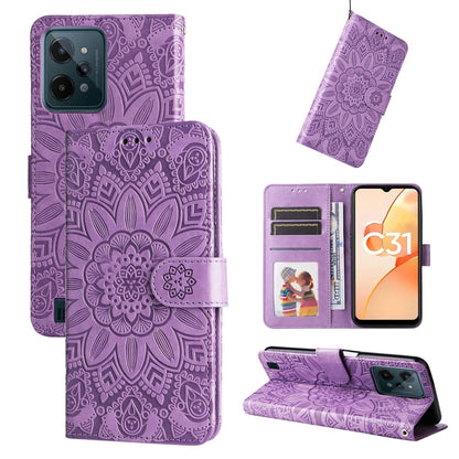 Embossed Sunflower Leather Phone Case, For OPPO Realme C21 / C21Y, For OPPO Realme C31, For OPPO Realme C35 4G / Narzo 50A Prime, For OPPO Realme GT Neo2