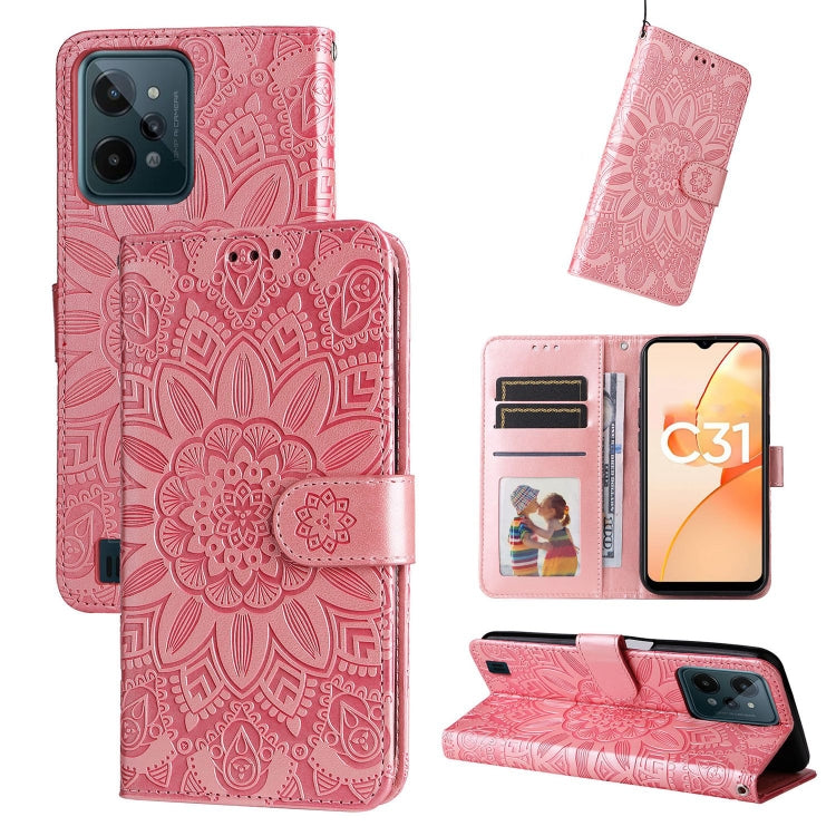 Embossed Sunflower Leather Phone Case, For OPPO Realme C21 / C21Y, For OPPO Realme C31, For OPPO Realme C35 4G / Narzo 50A Prime, For OPPO Realme GT Neo2